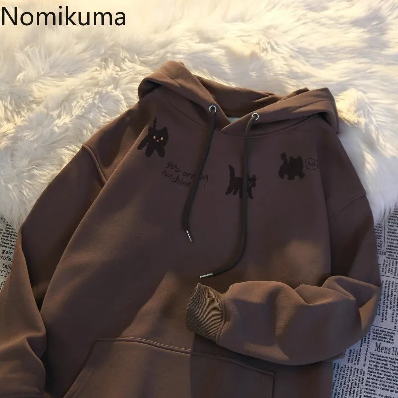JazzHer Thicked Hoodie Women's Clothing Anime Print Hooded Sweatshirts Oversized Tops 2025 Ropa Mujer Fashion Casual Warm Hoodies 49C884