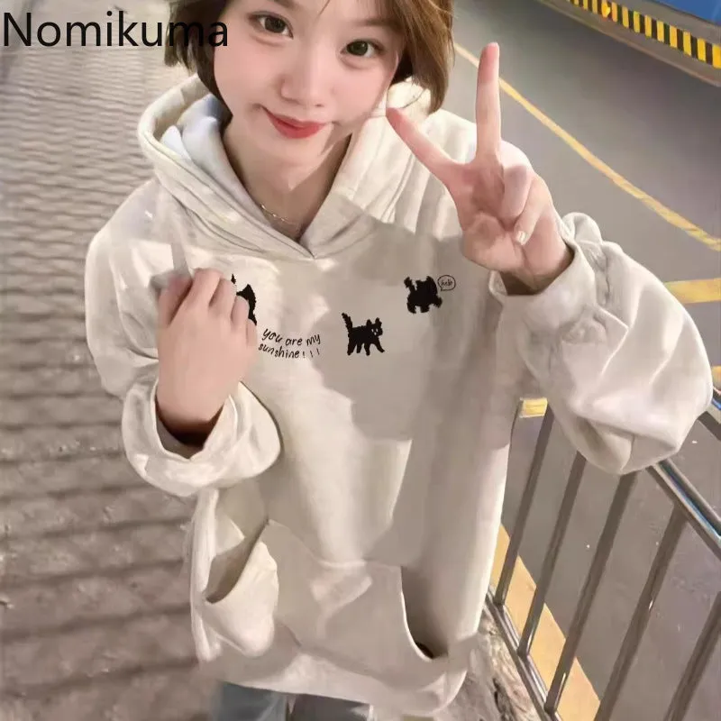 JazzHer Thicked Hoodie Women's Clothing Anime Print Hooded Sweatshirts Oversized Tops 2025 Ropa Mujer Fashion Casual Warm Hoodies 49C884