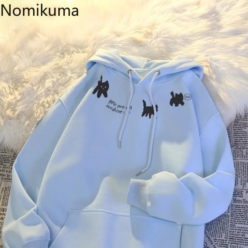 JazzHer Thicked Hoodie Women's Clothing Anime Print Hooded Sweatshirts Oversized Tops 2025 Ropa Mujer Fashion Casual Warm Hoodies 49C884