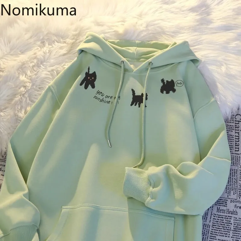 JazzHer Thicked Hoodie Women's Clothing Anime Print Hooded Sweatshirts Oversized Tops 2025 Ropa Mujer Fashion Casual Warm Hoodies 49C884
