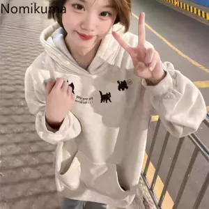 JazzHer Thicked Hoodie Women's Clothing Anime Print Hooded Sweatshirts Oversized Tops 2025 Ropa Mujer Fashion Casual Warm Hoodies 49C884