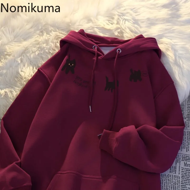 JazzHer Thicked Hoodie Women's Clothing Anime Print Hooded Sweatshirts Oversized Tops 2025 Ropa Mujer Fashion Casual Warm Hoodies 49C884