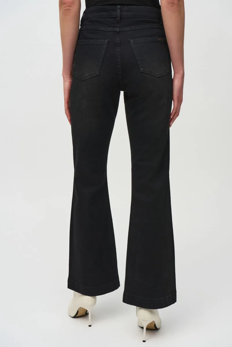 Joseph Ribkoff Black Denim Rhinestone Embellished Flared Jeans 244949