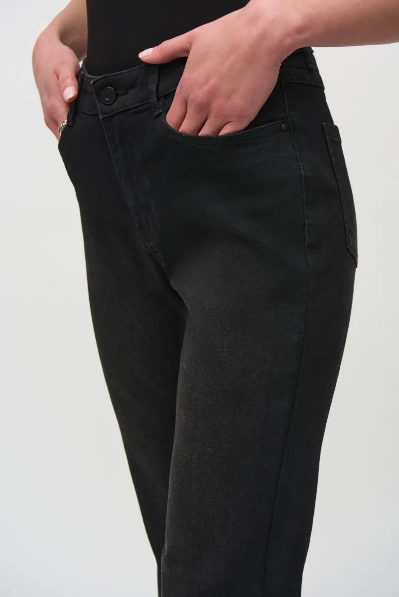 Joseph Ribkoff Black Denim Rhinestone Embellished Flared Jeans 244949