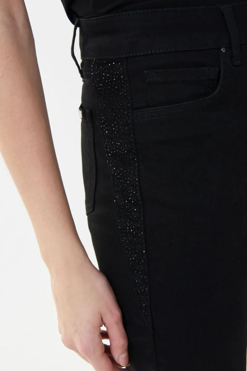 Joseph Ribkoff Black Embellished Distressed Ankle Skinny Jeans 223973
