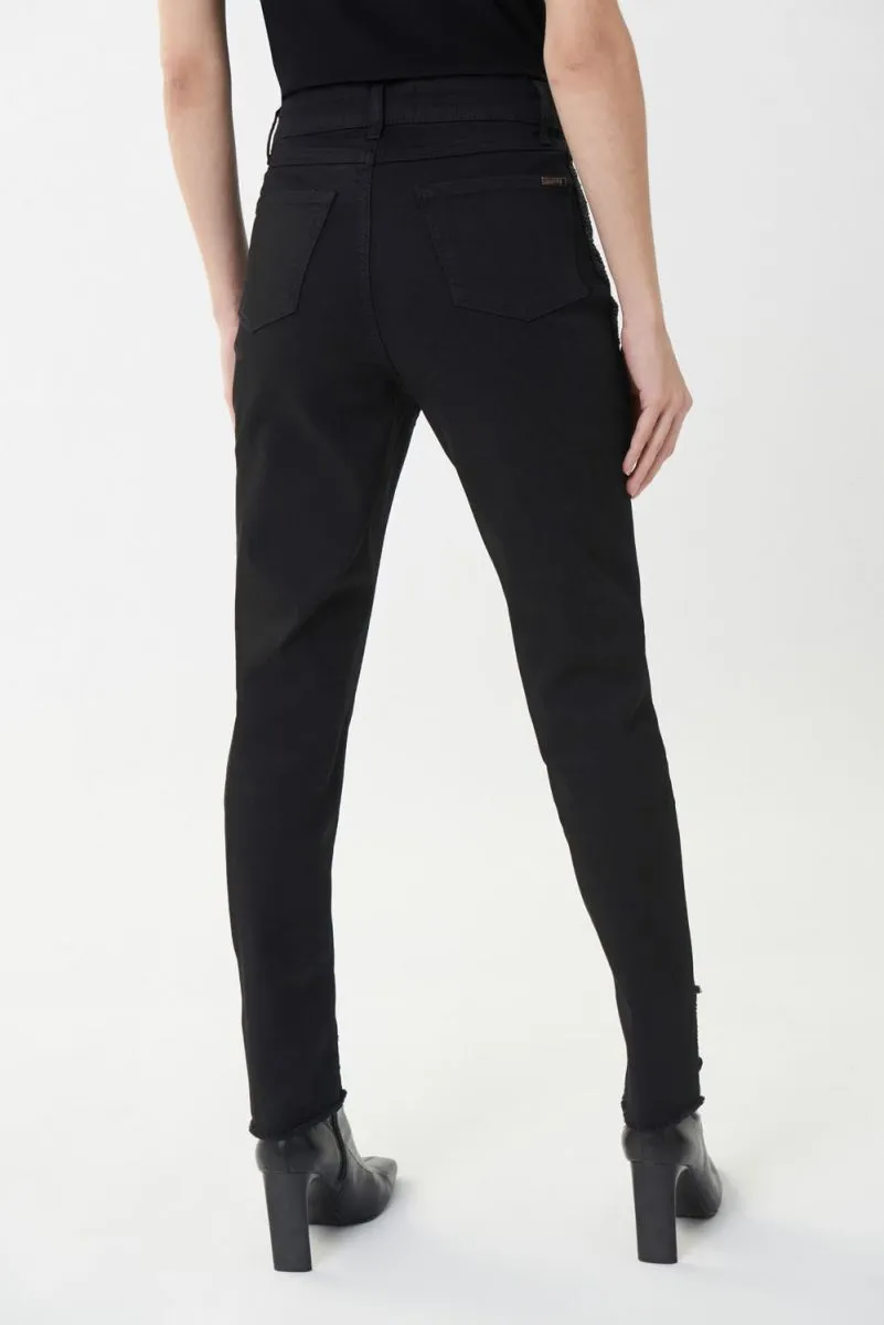 Joseph Ribkoff Black Embellished Distressed Ankle Skinny Jeans 223973