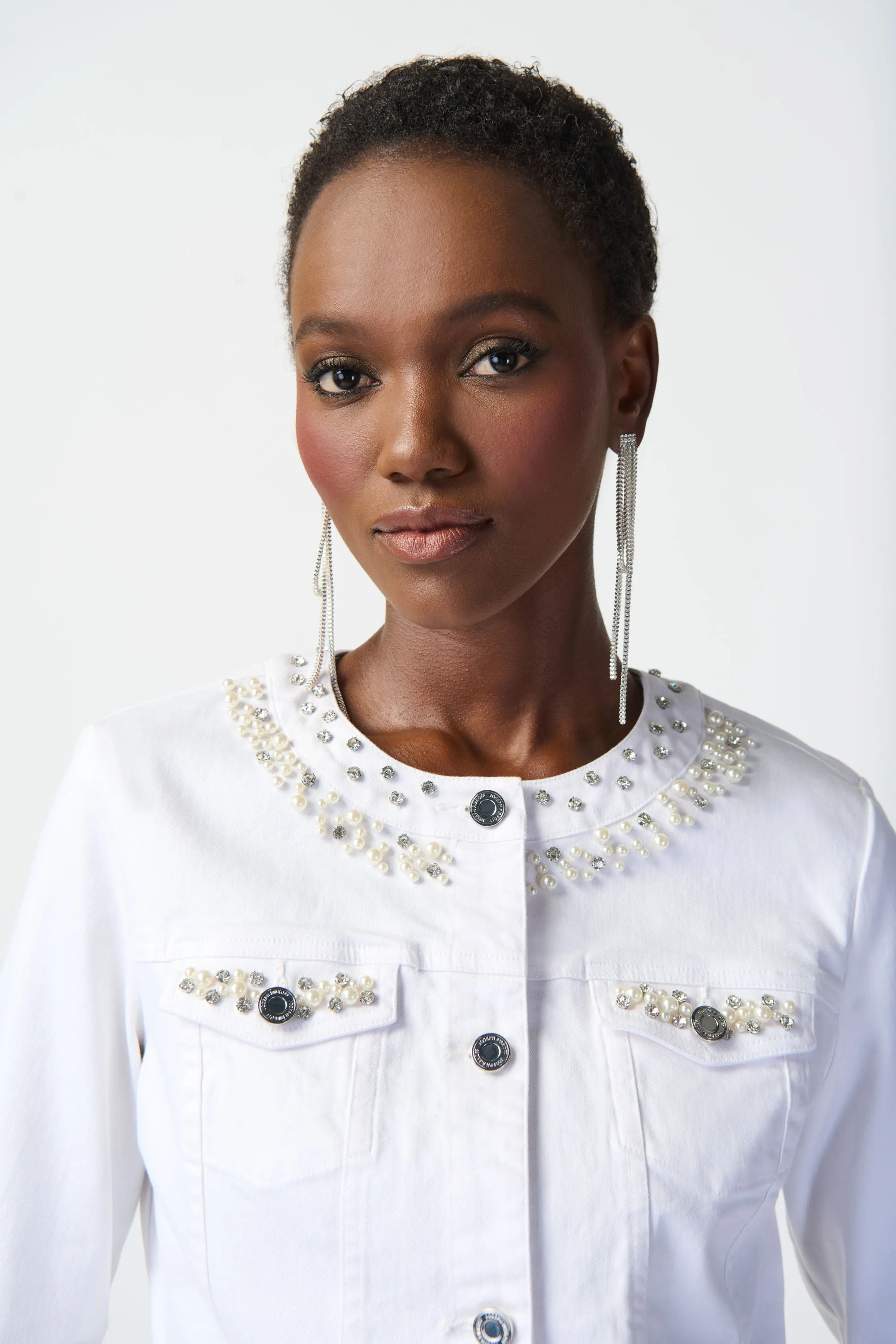 Joseph Ribkoff Denim Jacket with Embellished Pockets Jr241912