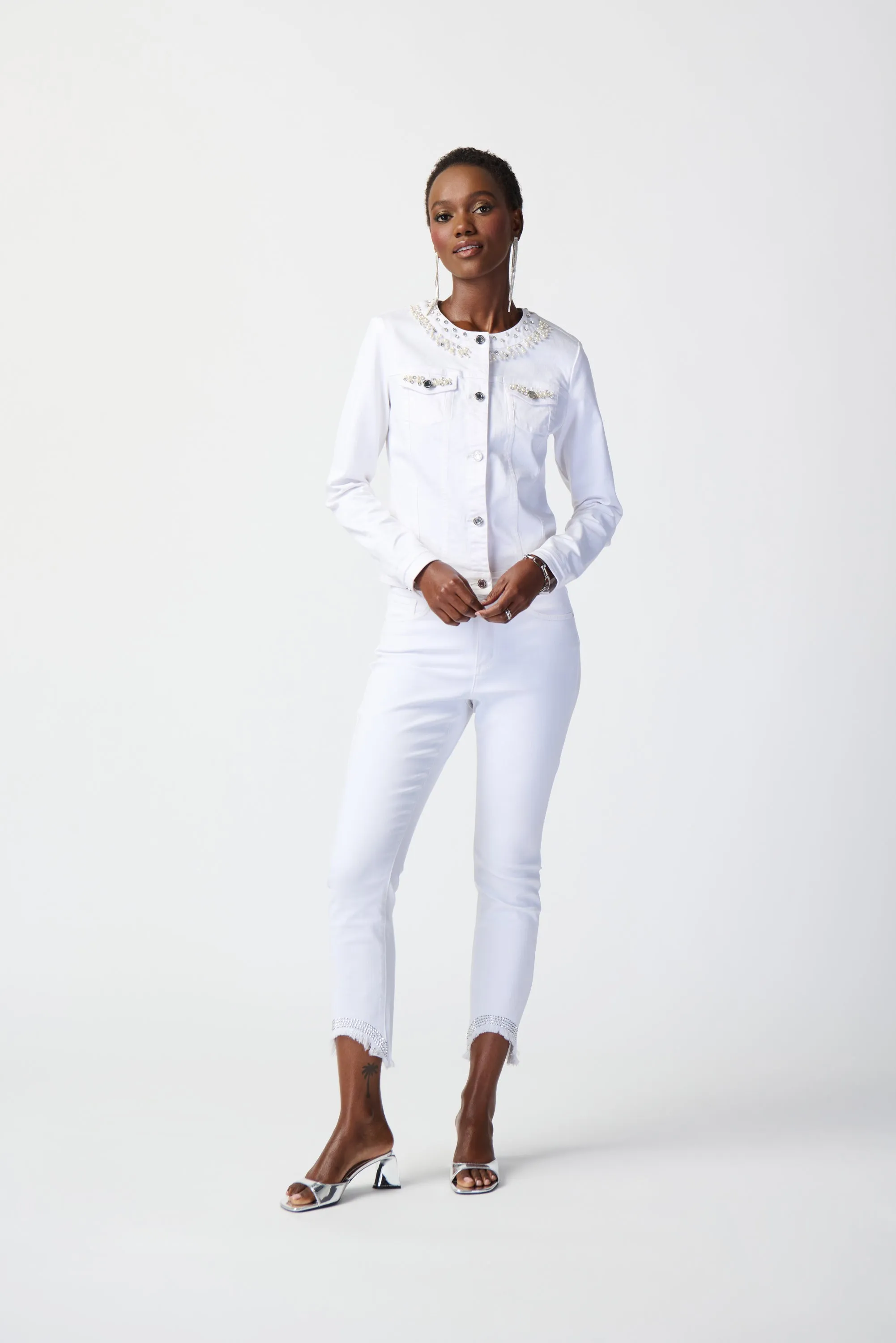 Joseph Ribkoff Denim Jacket with Embellished Pockets Jr241912