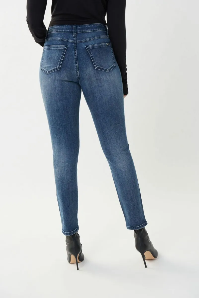 Joseph Ribkoff Denim Medium Blue Embellished Slim Ankle Jeans 223935