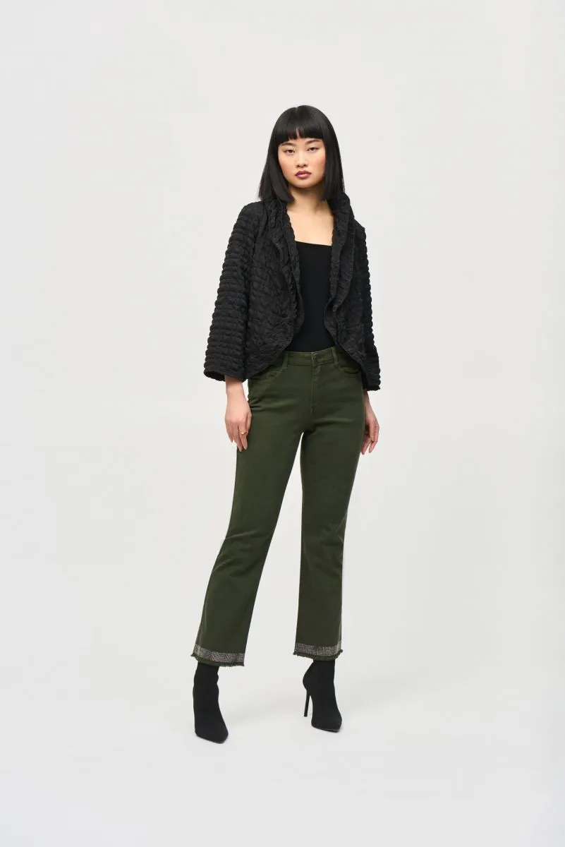 Joseph Ribkoff Embellished Fringe Cuff Cropped Jeans 243964