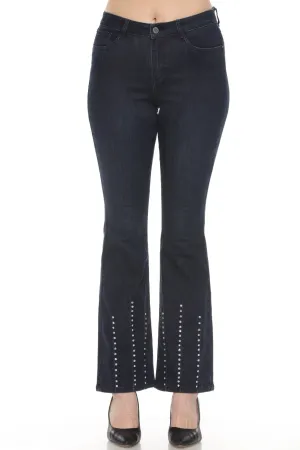 Joseph Ribkoff Indigo Blue Rhinestone Embellished Flared Jeans 244946