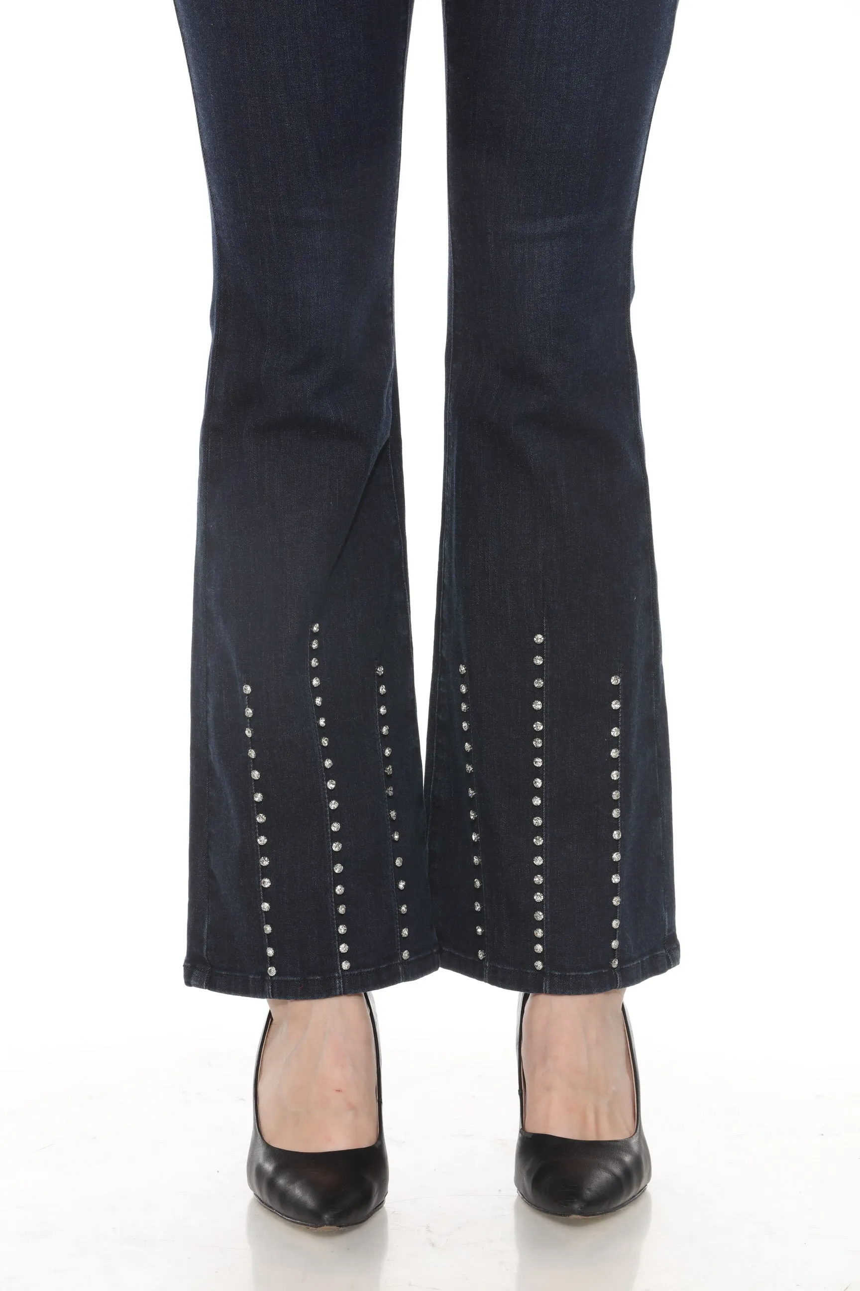 Joseph Ribkoff Indigo Blue Rhinestone Embellished Flared Jeans 244946