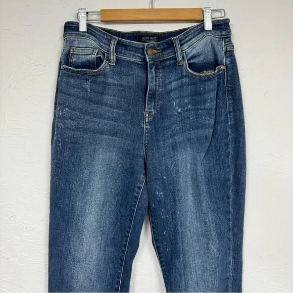 Judy Blue Boyfriend Fit Distressed Jeans Womens 29 High Rise Loose Fit Bleach