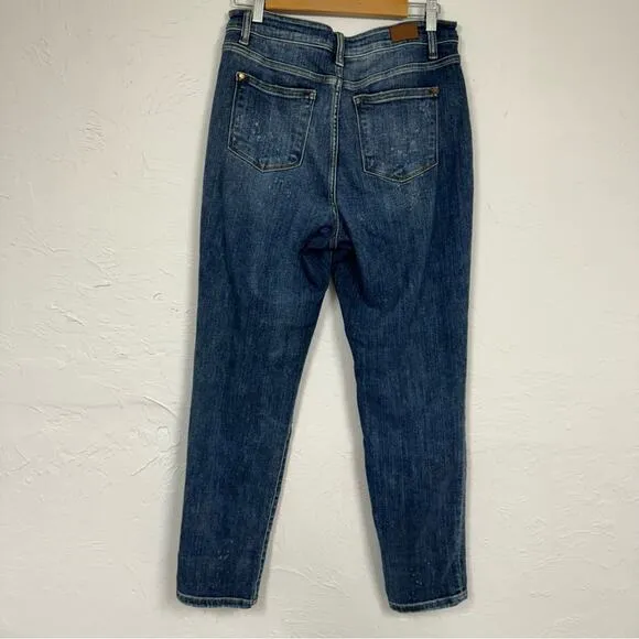 Judy Blue Boyfriend Fit Distressed Jeans Womens 29 High Rise Loose Fit Bleach