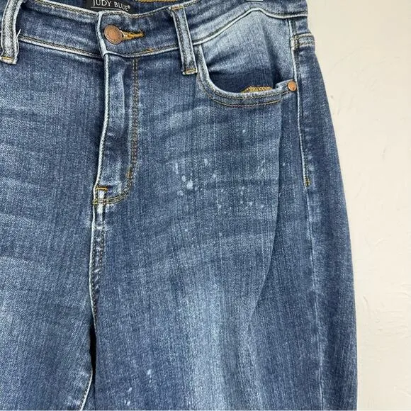 Judy Blue Boyfriend Fit Distressed Jeans Womens 29 High Rise Loose Fit Bleach