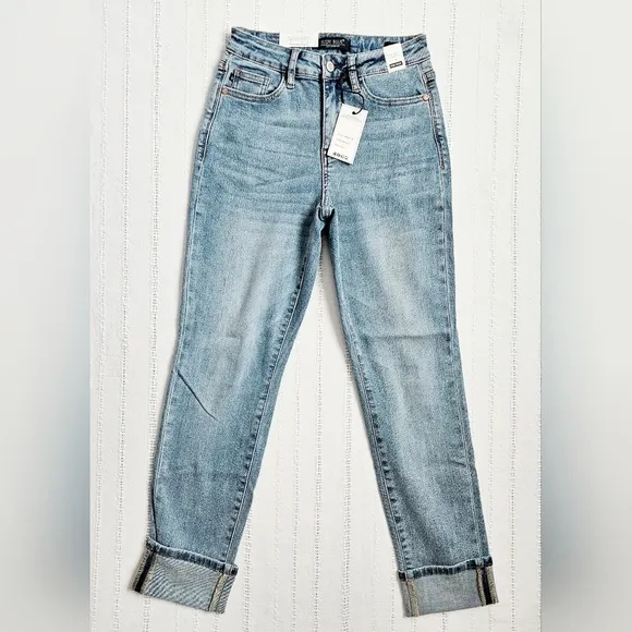 Judy Blue HR Cuffed Jeans No Distressing Vintage Wash Boyfriend Regular Plus NEW