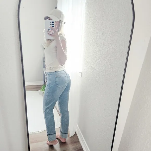 Judy Blue HR Cuffed Jeans No Distressing Vintage Wash Boyfriend Regular Plus NEW