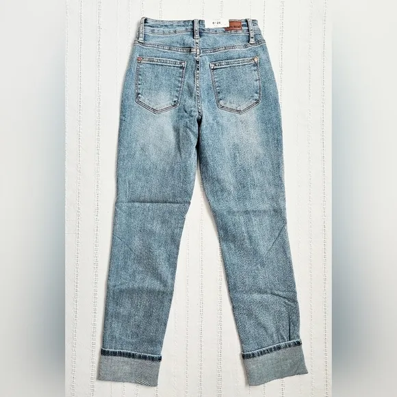 Judy Blue HR Cuffed Jeans No Distressing Vintage Wash Boyfriend Regular Plus NEW