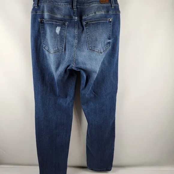 Judy Blue Jeans Womens Plus 20W Blue Distressed Boyfriend Fit Denim JB8275MD