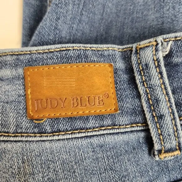 Judy Blue Jeans Womens Plus 20W Blue Distressed Boyfriend Fit Denim JB8275MD