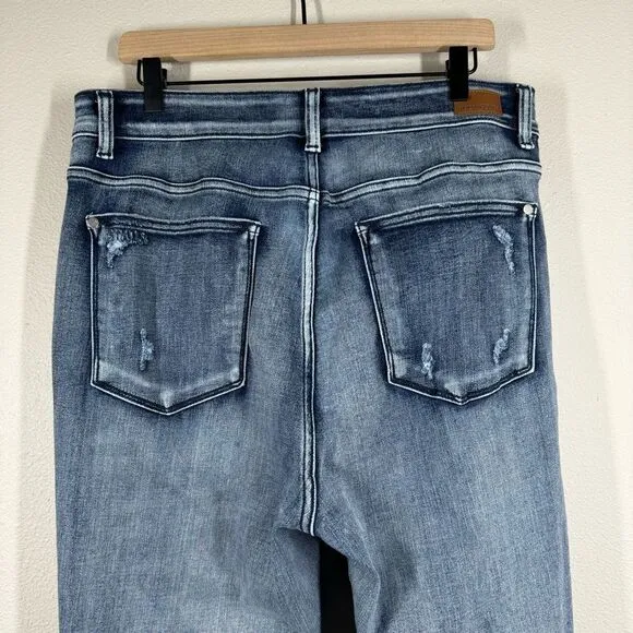 Judy Blue Womens Boyfriend Fit Destroyed Distressed Blue Jeans Size 18 JB82284MD