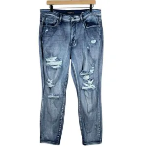 Judy Blue Womens Boyfriend Fit Destroyed Distressed Blue Jeans Size 18 JB82284MD