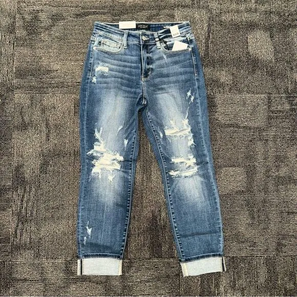 Judy Blue Mid Rise Boyfriend Jeans