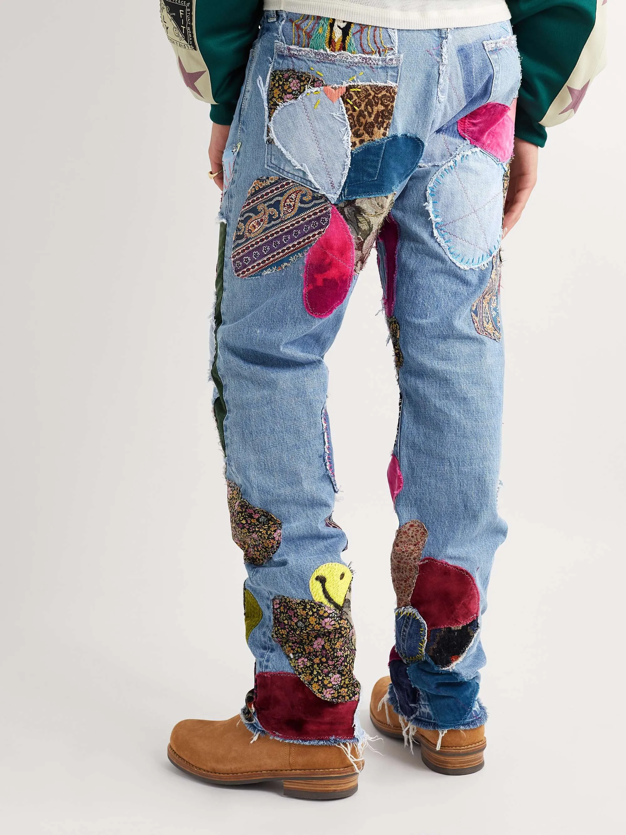 KAPITAL Slim-Fit Distressed Embellished Jeans