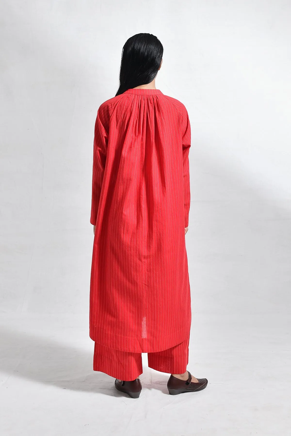 Khadi Stripes Neck-Gather Co-ord (Set of 2)