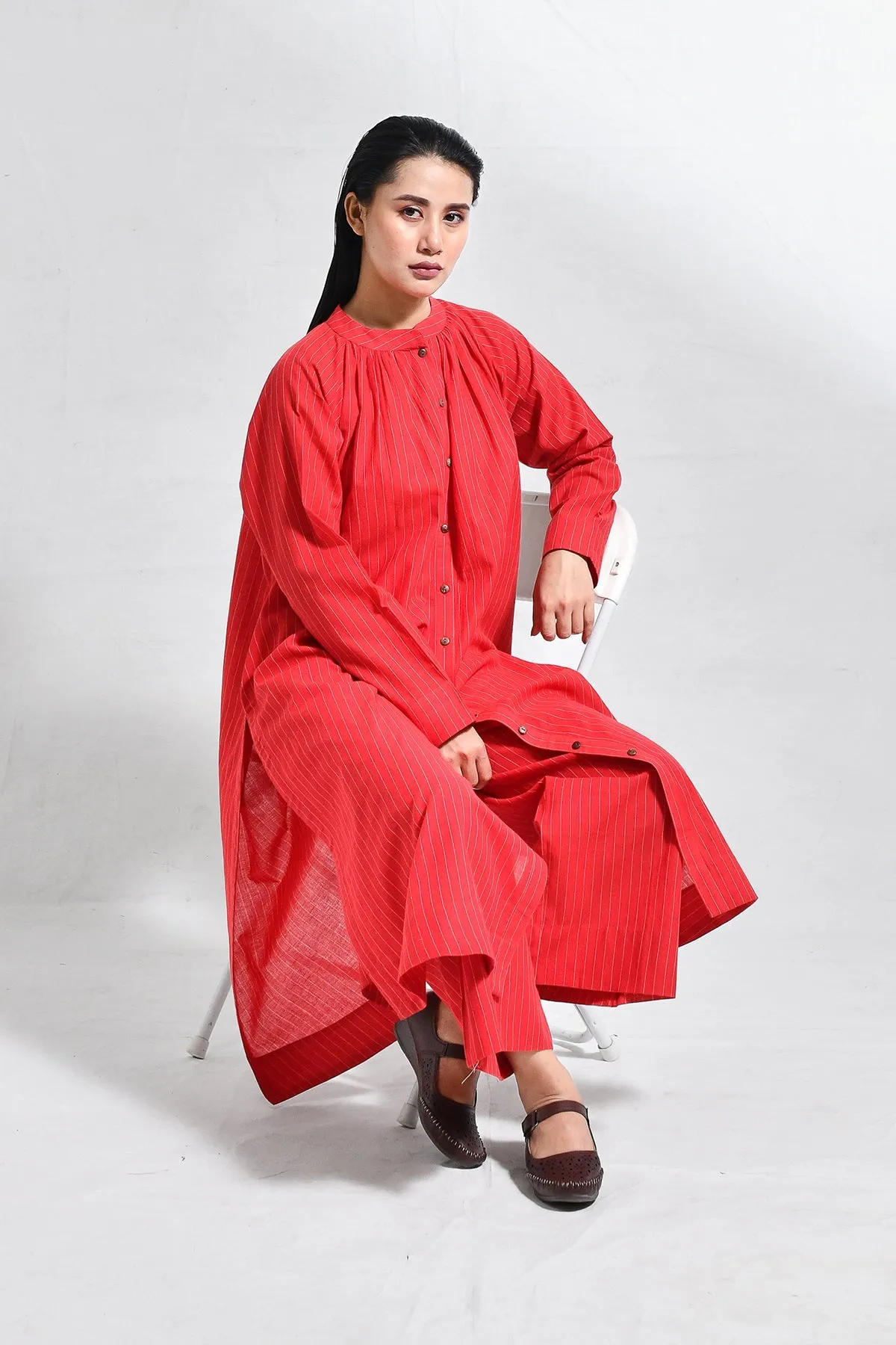 Khadi Stripes Neck-Gather Co-ord (Set of 2)