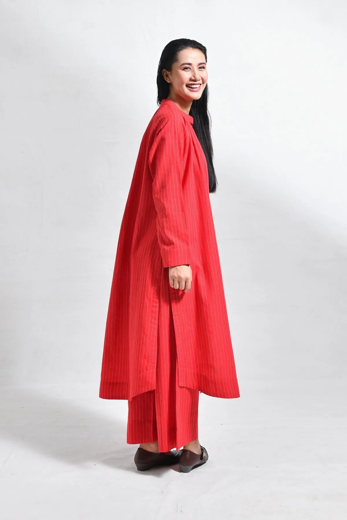Khadi Stripes Neck-Gather Co-ord (Set of 2)