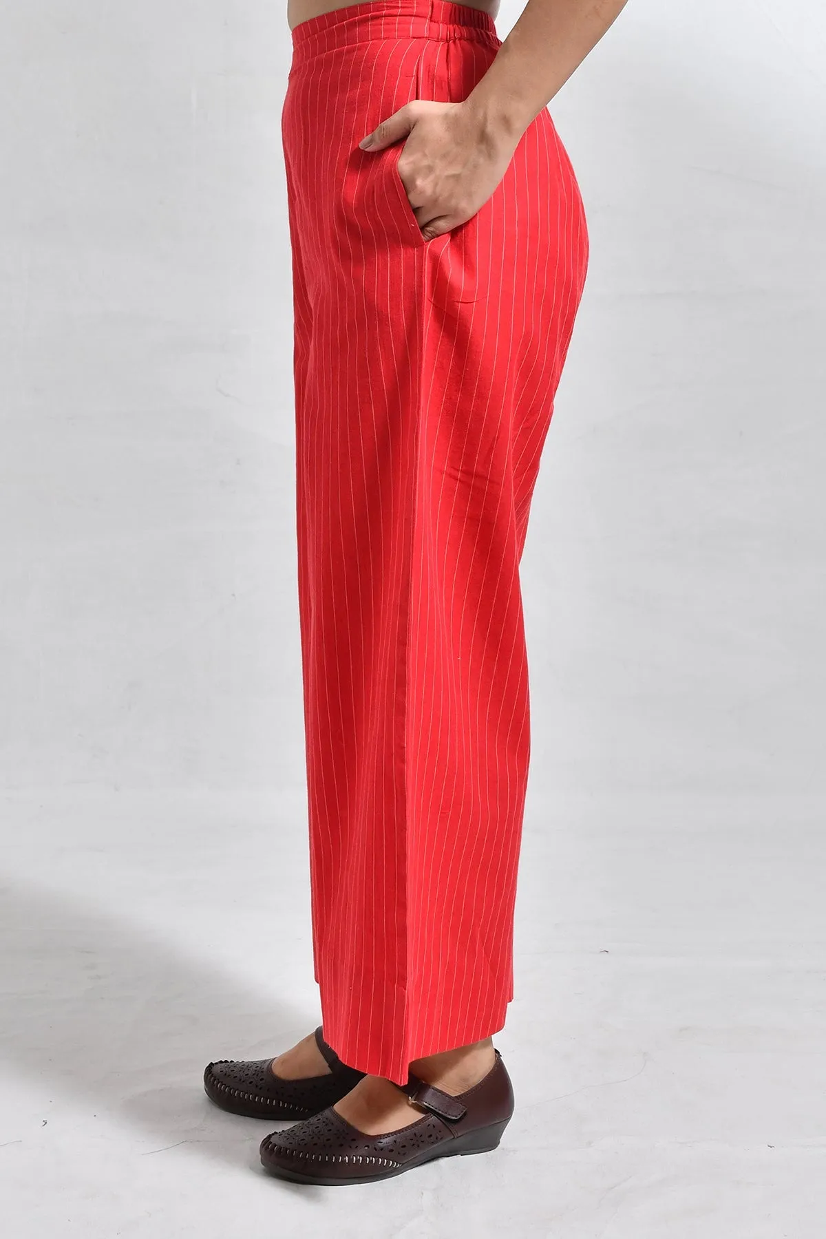 Khadi Stripes Neck-Gather Co-ord (Set of 2)