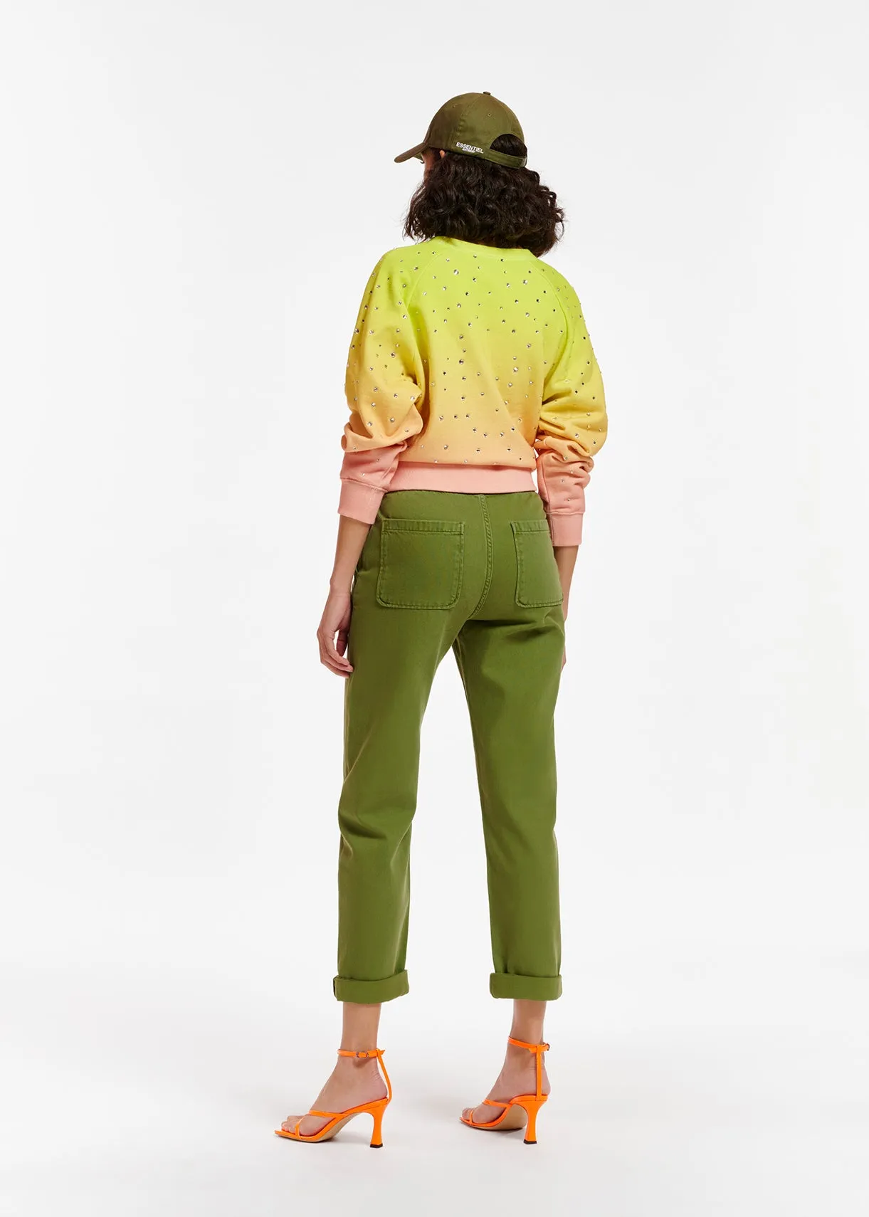 Khaki boyfriend-fit jeans