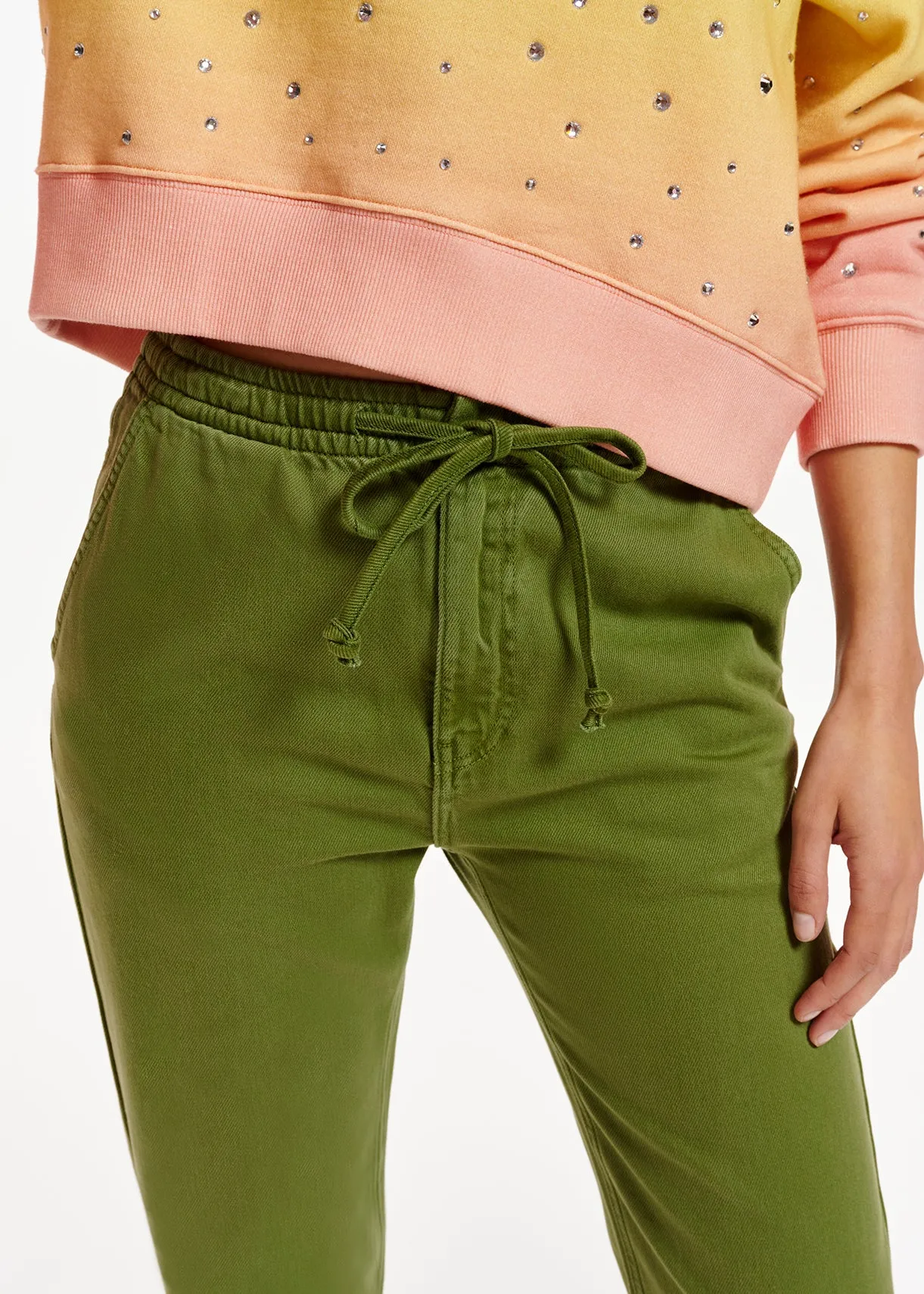 Khaki boyfriend-fit jeans