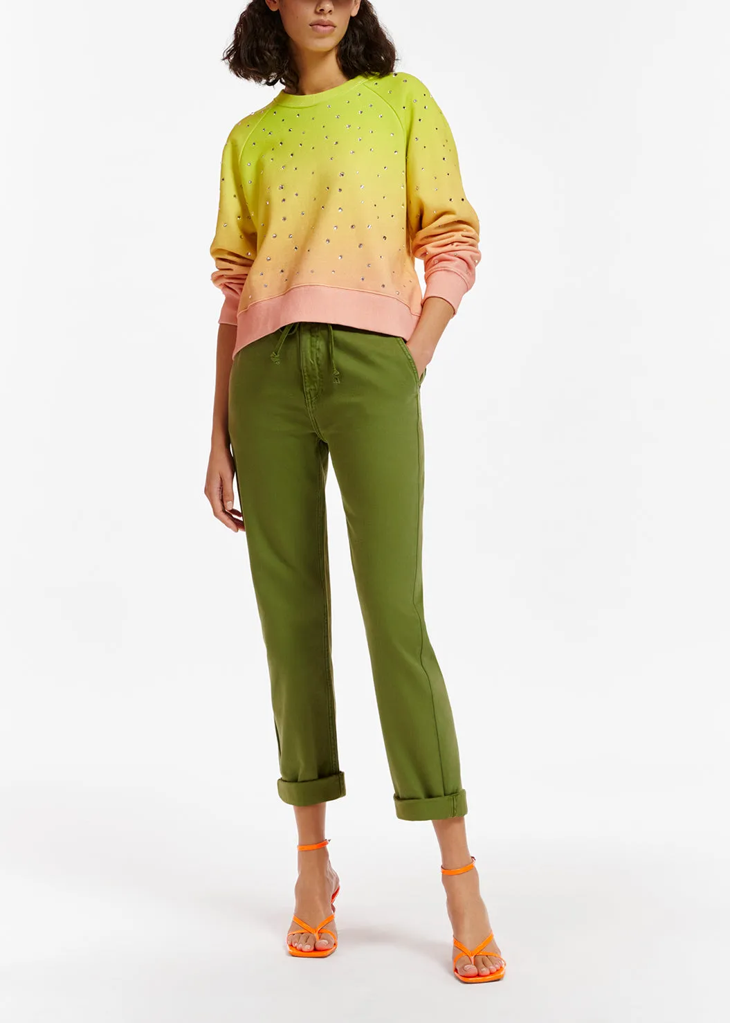 Khaki boyfriend-fit jeans