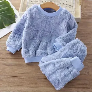 Kids Korean Flange Pajama Set - Velvet Warm
