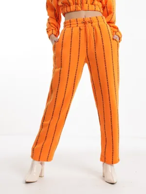 Ladies Striped Fleece Bottom - Orange