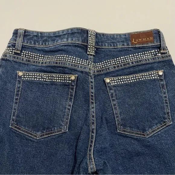 Lawman Vintage Stud Embellished Waistband and Pocket Straight Leg Jeans Size 3/4