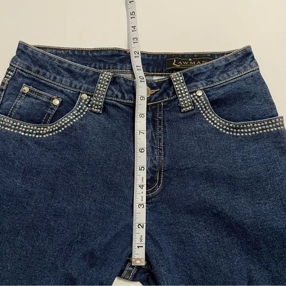 Lawman Vintage Stud Embellished Waistband and Pocket Straight Leg Jeans Size 3/4
