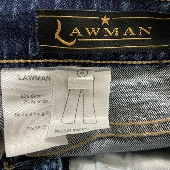 Lawman Vintage Stud Embellished Waistband and Pocket Straight Leg Jeans Size 3/4