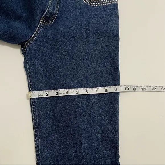 Lawman Vintage Stud Embellished Waistband and Pocket Straight Leg Jeans Size 3/4