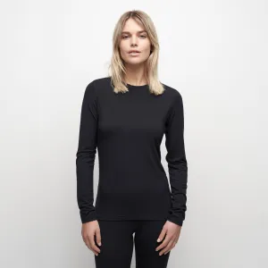 Le Bent Womens Core 200 Crew Base Layer Black