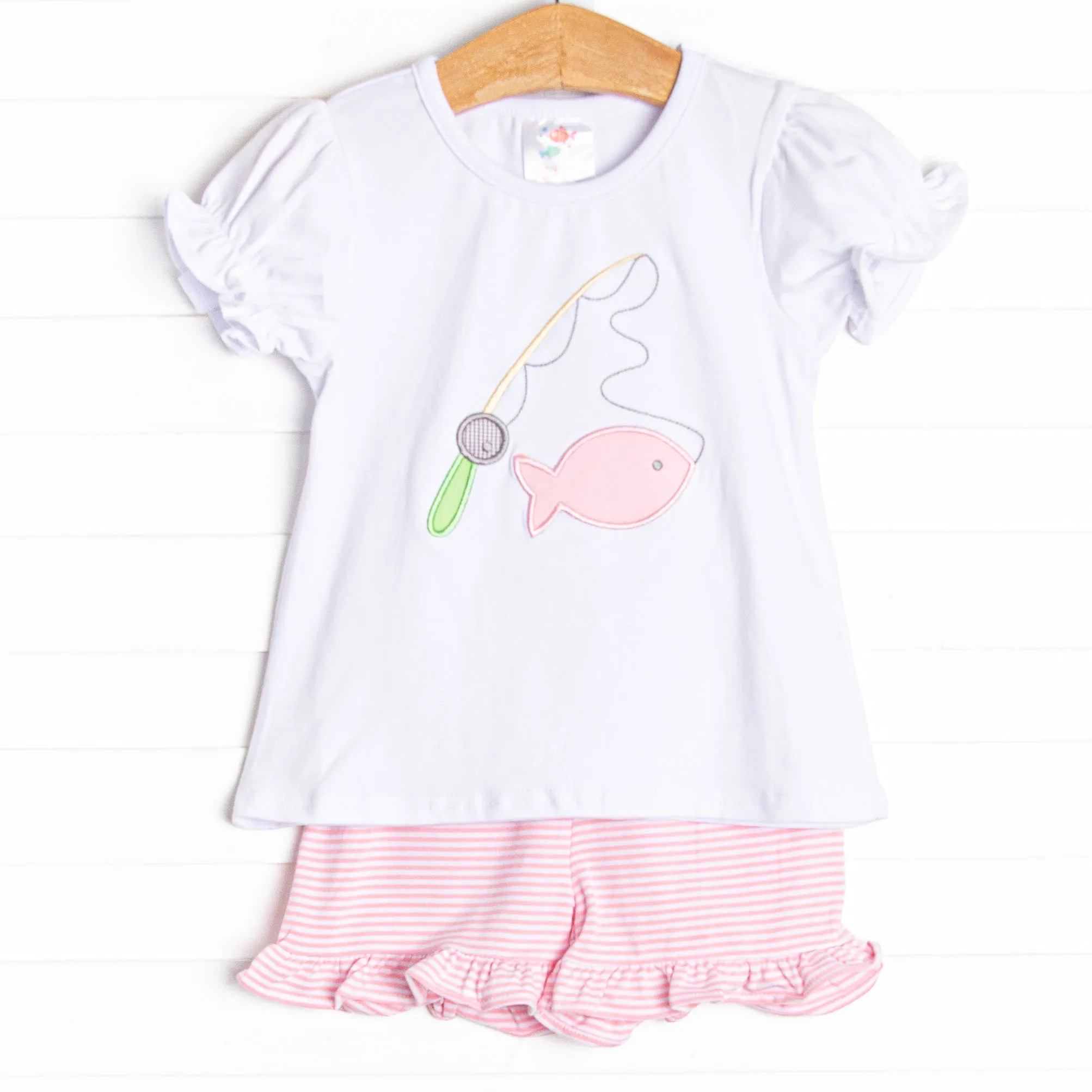 Let It Fly Applique Ruffle Short Set, Pink