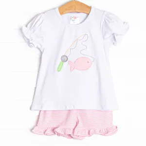 Let It Fly Applique Ruffle Short Set, Pink