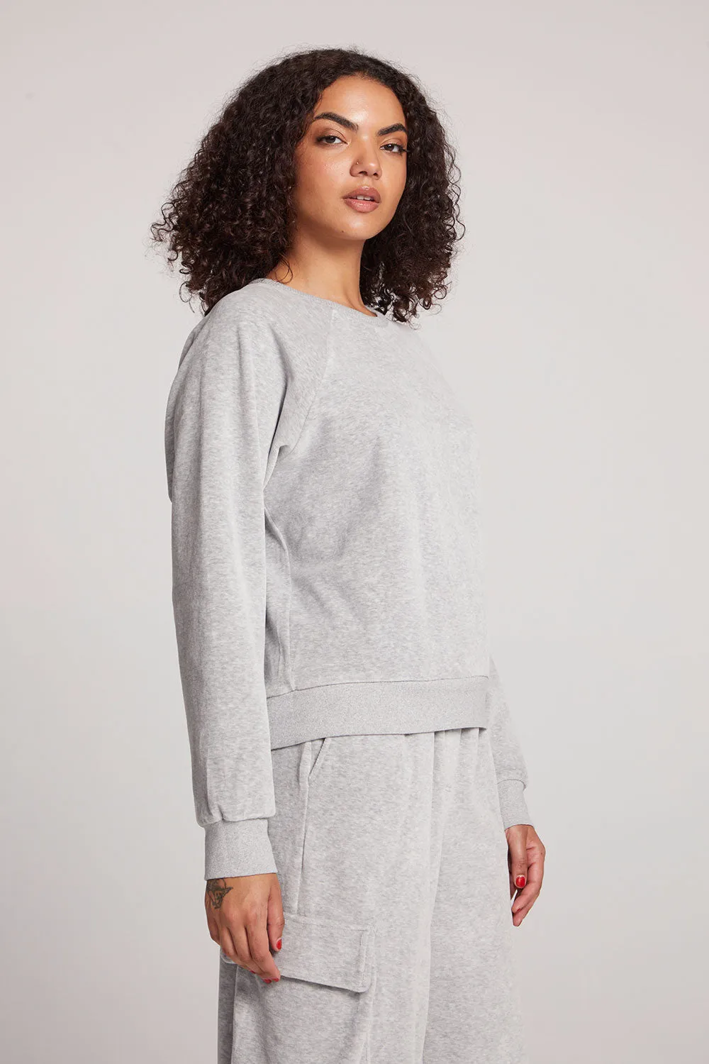 Light Heather Grey Pullover Raglan