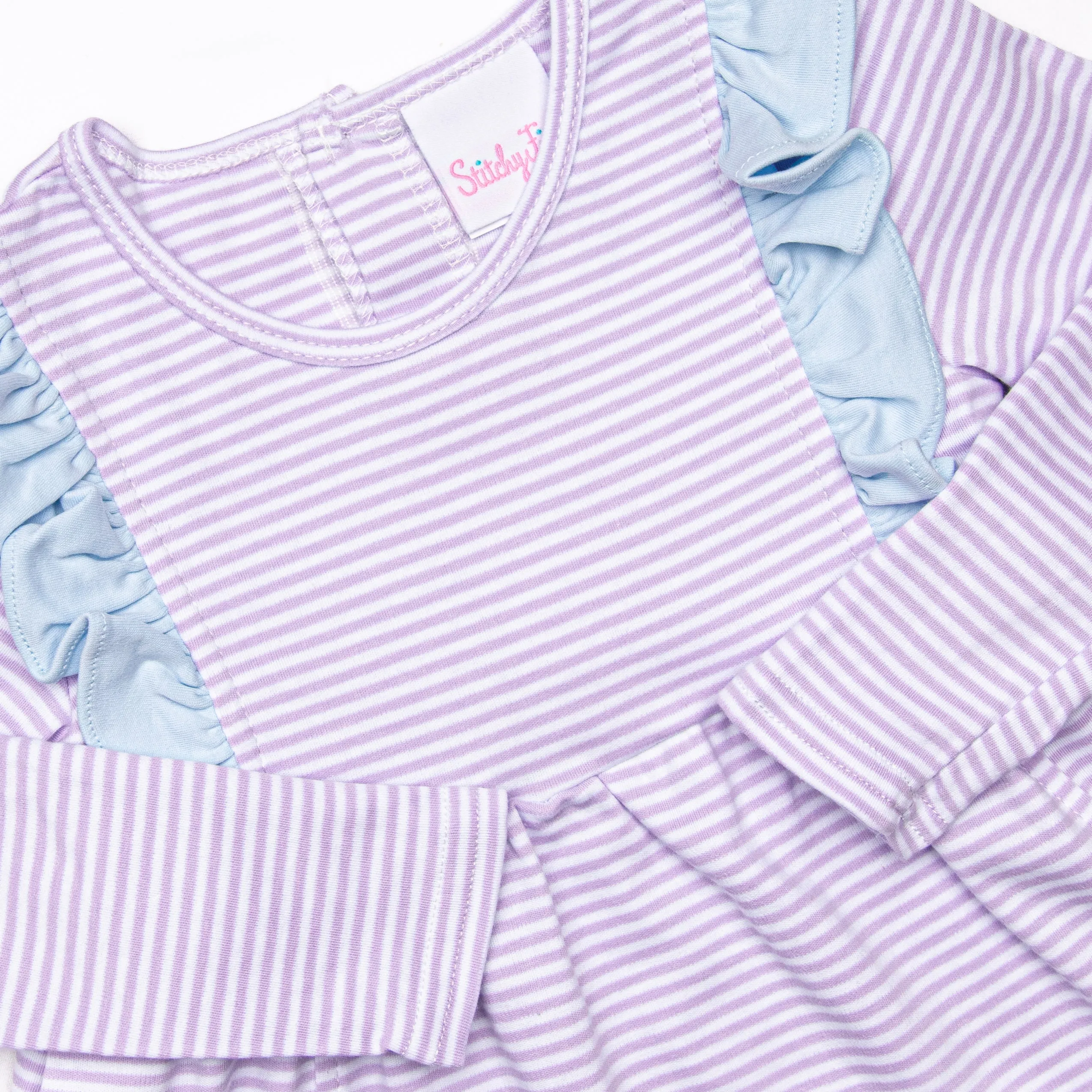 Lillie Flutter Pima Legging Set, Purple Stripe
