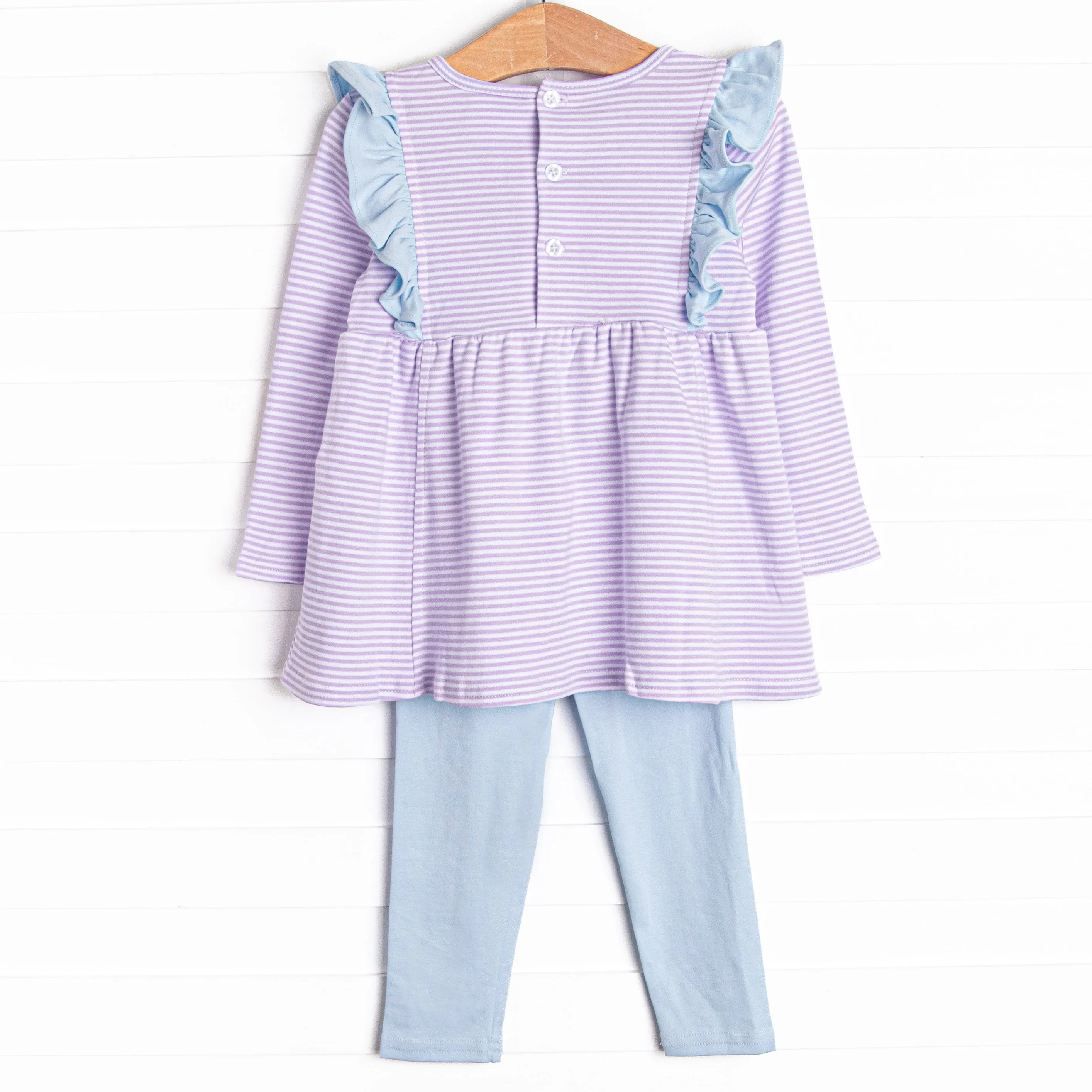 Lillie Flutter Pima Legging Set, Purple Stripe