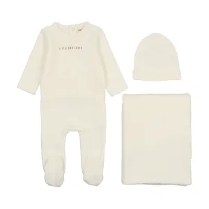 Little & loved winter white 3 pc set by Mema Knits
