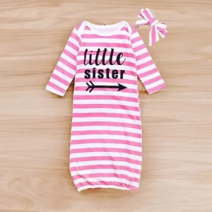 Little Brother/Sister Striped Gown Set