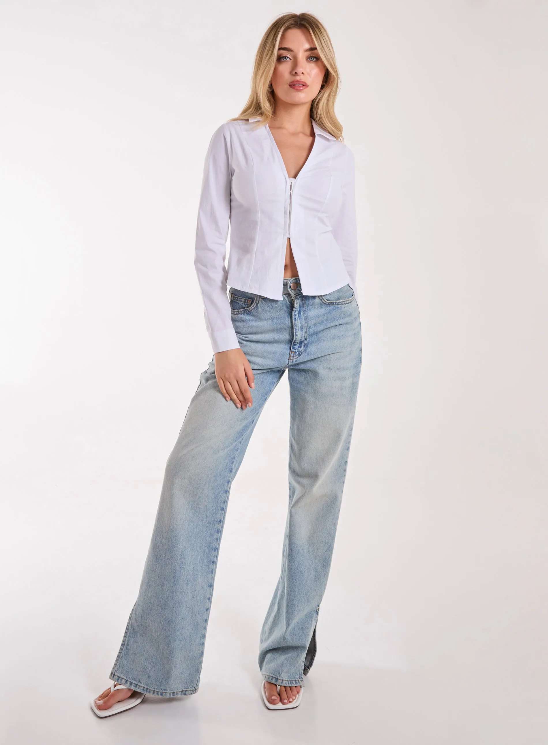 Long Sleeve Hook and Eye Shirt